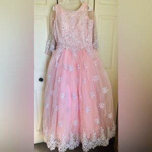 Pink long party wear dress